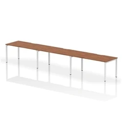 Image of Evolve Single White Frame Bench Desk 1600 Walnut (3 Pod) BE387