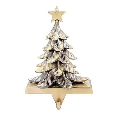 Image of Christmas Workshop Tree Stocking Hanging Hook Antique Gold