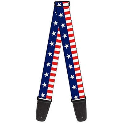 Image of Buckle Down Guitar Strap Americana Stars Stripes2 Blue White Red 2 Inches Wide