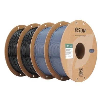Image of eSUN PETG Filament 1.75mm, High Toughness, 1KG (2.2 LBS) per Spool, 4 Reels Printing Materials for 3D Printers,Black+Grey