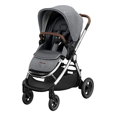 Image of Maxi Cosi Adorra 2 Luxe Baby Stroller, Stroller pushchair for toddlers from Birth to 22 kg, 0 4 Years, Lie flat position, Air Flow Regulation, Shock Absorbing wheels, Big pram hood, Twillic grey