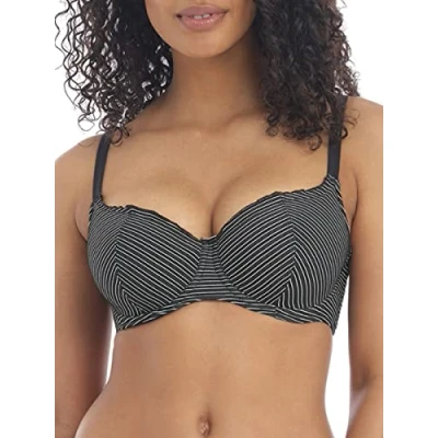 Image of Freya Womens Ocean Calling Sweetheart Bikini Top Black Nylon Size 32D
