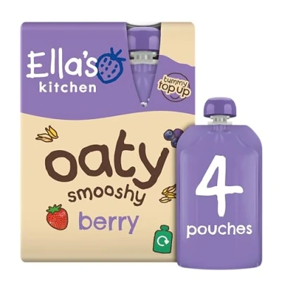Image of Ella&#039;s Kitchen Organic Oaty Berry Smoothie Food Pouch Multipack 12+ months 90g 4s