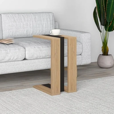 Image of HOCUS PICUS C Table for Living Room Options 57x40x30cm Coffee Side End (Oak, Silky Grey Black, Oak)
