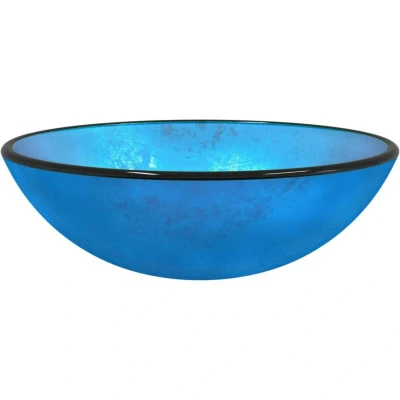 Image of vidaXL Modern Blue Tempered Glass Above Counter Basin/Sink for Bathroom/Kitchen/Cosmetic Room/Garage/Workplaces