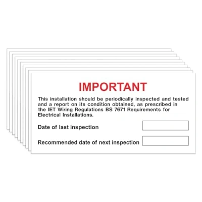 Image of iSigns Warning Signs (Periodic Inspection Label), Pack of 10 Next Labels, 100x75mm, Self Adhesive Write On Electrical Safety British HSE Standards Approved