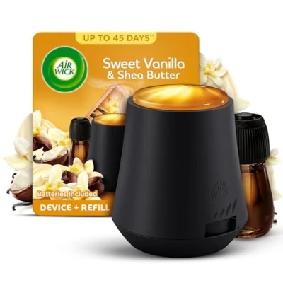 Image of Air Wick Sweet Vanilla &amp; Shea Butter Essential Mist Kit 20ml, Lasting for up to 45 days per refill, Freshener