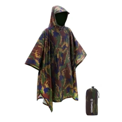 Image of TOMSHOO rain poncho,raincoat,waterproof camping tent,tarpaulin,3 in 1 multifunctional cover for hunting,camping,hiking&amp;cycling.,CF