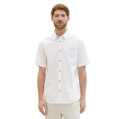 Image of TOM TAILOR Men&#039;s 1040138 Shirt, 34713 White Stripe Design, L