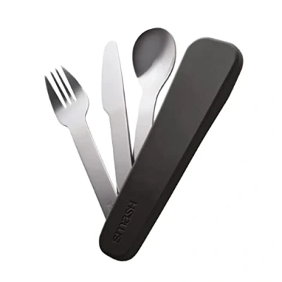 Image of Smash Stainless Steel Travel Cutlery Set with Silicone Case Black
