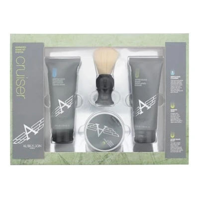 Image of Aubusson Cruiser Grooming Gift Set 100ml Aftershave Balm + Cleanser 60g Soap Shaving Brush