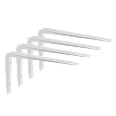 Image of Pluto White Metal Steel Shelf Support Wall Brackets 120mm x 170mm 25mm (White 170mm, 16, Pack)