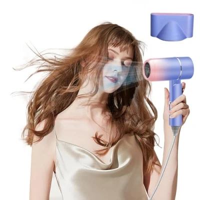Image of Travel Hairdryer, Foldable Hairdryers for Women, Lightweight Ionic Hair Dryer, with 2 Heating and Cooling Buttons, Small Dryer Women Men