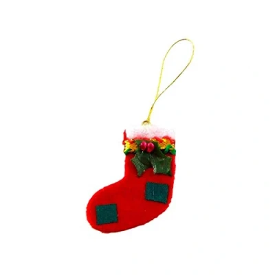 Image of Melody Jane Dolls House Miniature 1:12 Accessory Christmas Decoration Red Hanging Stocking