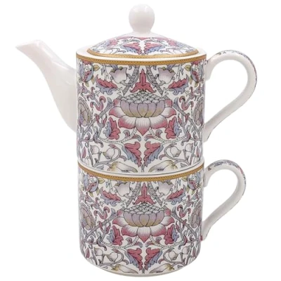 Image of Lesser &amp; Pavey William Morris Artists Lodden Tea for One Set Lovely Floral Design Ceramic Pot Mug Gift Idea