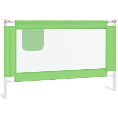 Image of vidaXL Toddler Safety Bed Rail Green 120x25 cm Metal &amp; Fabric Guard for Cot Protection, Adjustable Height Kids 18m 5y