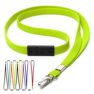Image of CKB LTD Breakaway Safety Lanyard Neck Strap Swivel Metal Clip for ID Card Holder with Quick Pull Release Design Lanyards Bulk Pack of 100pcs (Lime Green)
