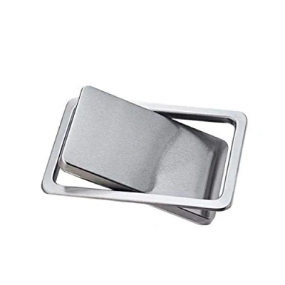 Image of Trash Bin Flap Cover Built in Countertop Recessed Can Lid, Stainless Steel Kitchen Garbage Grommet Swing Rectangular