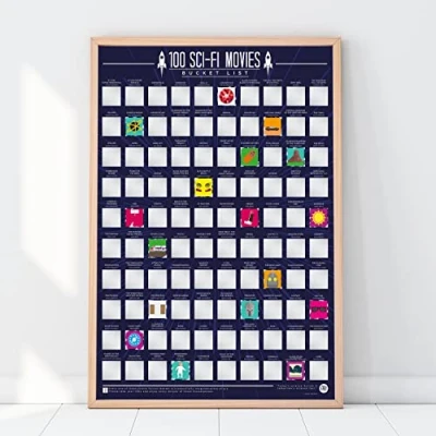 Image of Gift Republic 100 Sci Movies Bucket List Scratch Off Poster, Purple
