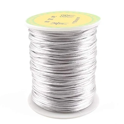 Image of let&#039;s make Satin Rattail Silk Nylon Cord Grey Tools Silicone Teething Necklace Baby Toys 75m