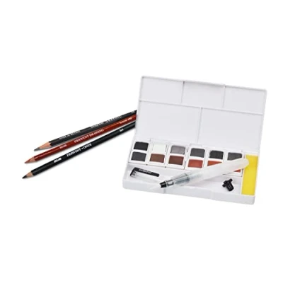 Image of Derwent Shade &amp; Tone Mixed Media Set, 16 Piece Natural Paint Colours with Inktense, Graphitint, Pencils Tinted Charcoal, Professional Quality, 2305903
