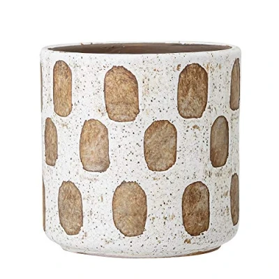 Image of Bloomingville Flower Pot, Terracotta, White, 12cm