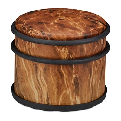 Image of Relaxdays Stop, for Heavy Doors, Stainless Steel &amp; Rubber, Wood Effect, Tall Doorstopper, ∅ 9.5 cm, Dark Brown, 50%