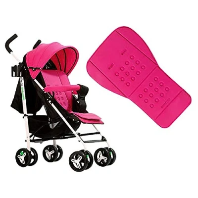 Image of Stroller Cushion, Baby Stroller/Car Seat Liners Pad Cover Foam Cotton Cushion (Rose Red)