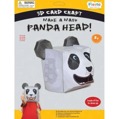 Image of Fiesta Crafts Panda 3D Mask Kit Colourful &amp; Easy to Assemble Head Costume Complete Arts and Set Improve Motor Skills, Creativity, Imagination Fits Kids Adult Heads