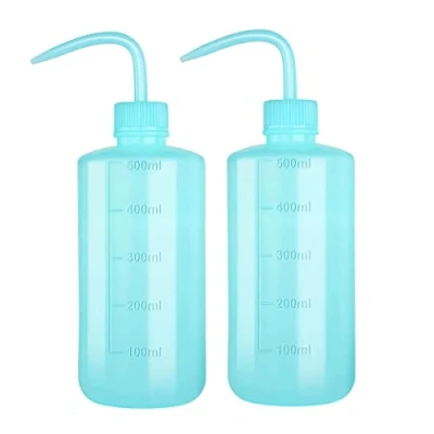 Image of 500ml Plastic Safety Wash Bottle, Blue Lab Squeeze Bottle with Narrow Mouth and Scale Labels, Squirt For Plant Flower Succulent Watering 2 Packs