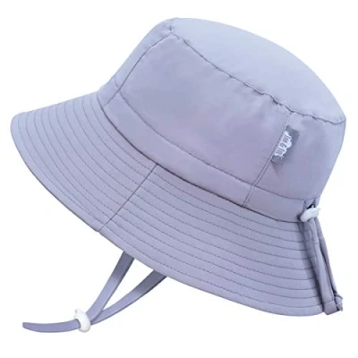 Image of JAN &amp; JUL 50+ UPF Water Repellent Bucket Hat for Kids, with Strap (XL: 5 12 Years, Grey Cloud)
