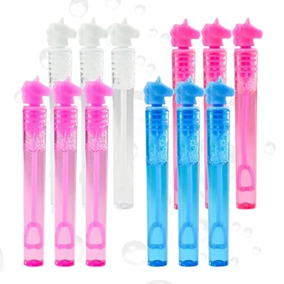 Image of Pack of 12 Vibrant Mini Unicorn Bubble Tubes With 4ml Liquid Solution and Blow Wands, Weddings favours, Parties, Celebrations, Children’s Birthday Party Bag Fillers, Kids Toys (Unicorn Pack)