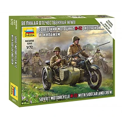 Image of Zvezda Soviet Motorcycle M 72 with Sidecar &amp; Crew WWII
