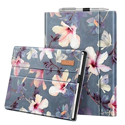 Image of FINTIE Case for Microsoft Surface Pro 7+/Surface 7/Pro 6/Pro 5/Pro 4/Pro 3 Multi Angle Adjustable Magnetic Closure Protective Cover with Document Pocket, Flower Hibiscus