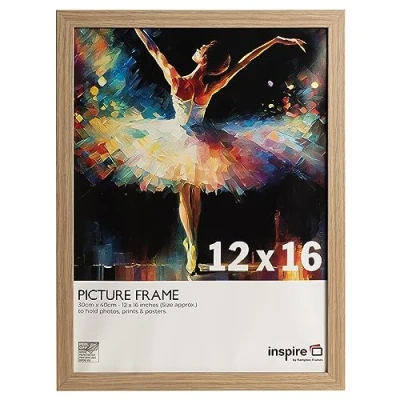 Image of Inspire By Hampton SORBONNE 12x16 (30x40cm) Oak Effect Picture Photo Frame Plexi (Non Glass) 1 Pack IBHSOR1216NGPK1