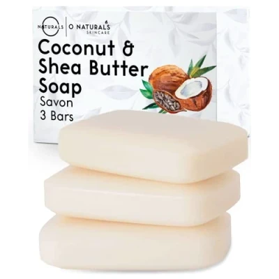 Image of O Naturals Moisturizing Soap Bars Natural Bar, Organic Body Bars, Face &amp; Hand Shower Soap, Wash Bar Stocking Stuffers for Adults (3 pieces, Shea Butter Soap)