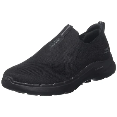 Image of Skechers Men&#039;s Gowalk 6 Stretch Fit Slip On Athletic Performance Walking Shoe, Black, 11.5 X Wide