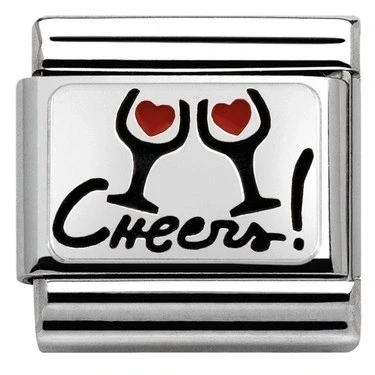 Image of Nomination Silvershine Cheers Glasses Charm