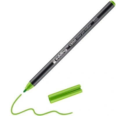 Image of edding 1300 colour pen medium light green 1 round nib 2 mm felt for drawing and writing school, mandalas, bullet journals
