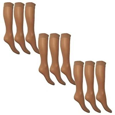 Image of 15 Denier Sheer Knee Highs Chiffon 9 Pairs (3 Packs)