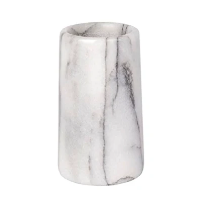 Image of WENKO 22523100 toothbrush tumbler Onyx holder for and toothpaste, Marble, 7 x 12.5 cm, White