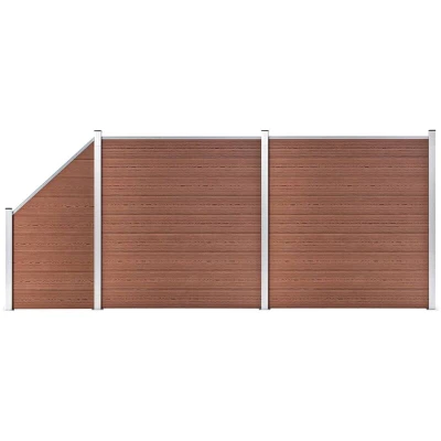 Image of vidaXL WPC Fence Set 2 Square + 1 Slanted 446x186 cm Brown