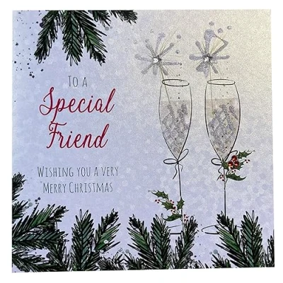 Image of White cotton cards X70 Special Friend Handmade Christmas Card,