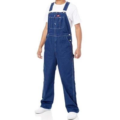 Image of Dickies Men&#039;s Bib Smooth Flared Workwear Overalls, Blue (Indigo Blue), W46/L32 (Manufacturer Size: W46/L32)