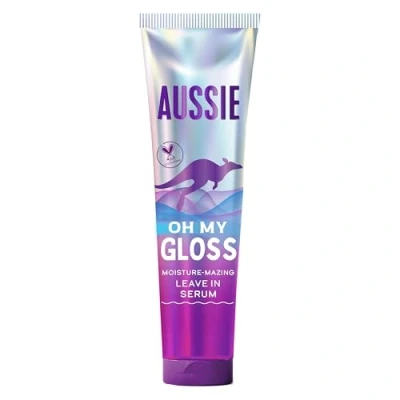 Image of Aussie Oh My Gloss Moisture Mazing Leave In Serum 160ml, and Shine Booster for Dull, Tired Hair, Infused with Jojoba, Saw Flower Australian Macadamia Nut Oils, Vegan Cruelty Free