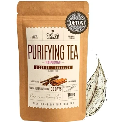 Image of DETOX Tea Premium Liquorice and Cinnamon with Spearmint, Orange Peel, Ginger, Hibiscus, Pineapple, Cardamom, Vanilla Digestive &amp; Calm Caffeine Free Herbal 100g