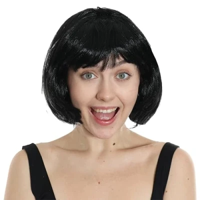 Image of I LOVE FANCY DRESS Ilovefancydress Adults Thick Quality Bob Wig 20s Style Party Cosplay Short (Black)