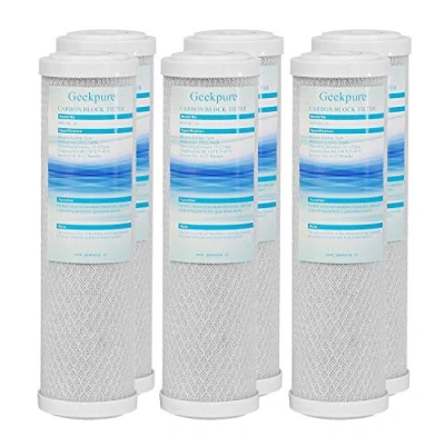 Image of Geekpure 10 Inch Activated Carbon Block Filter for Ro Water Filtration System 2.5&quot; x 10&quot; 5 Micron Pack of 6