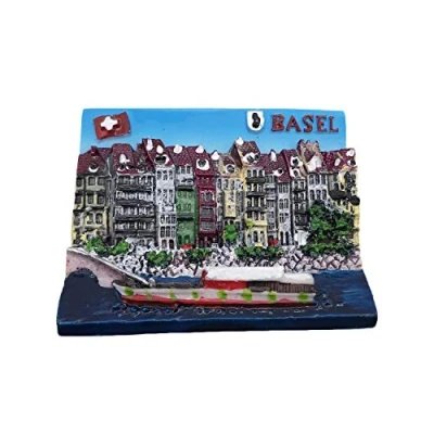 Image of 3D Basel Switzerland Refrigerator Magnet Tourist Travel Souvenirs Handmade Resin Craft Magnetic Stickers Home Kitchen Decoration Fridge Collection Gift