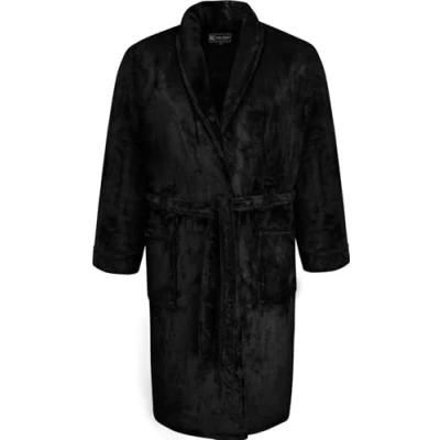 Image of KAM Velour Fabric Dressing Gown Kingsize Mens Black 6XL (888)